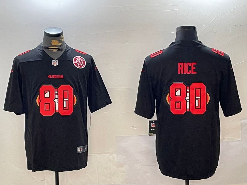 Men San Francisco 49ers 80 Rice Black Fashion 2024 Nike Limited NFL Jersey style 4